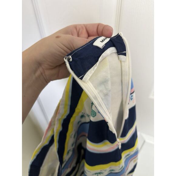 Marcs Tropical Resortwear Striped Cotton Knee Length Skirt Size 12 Coastal - Picture 7 of 7